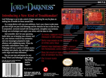 Lord of Darkness (USA) box cover back